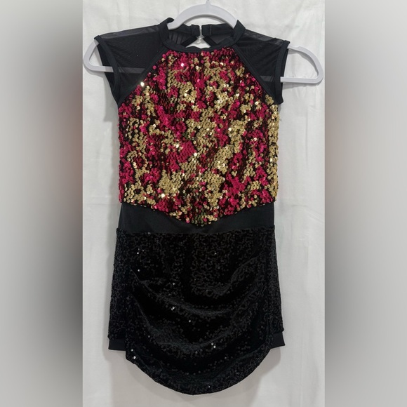Weissman Dance Costume Sequin Black Sequins Size L Girl - Picture 1 of 5